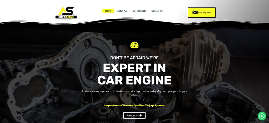 AutoServe website built by WebwiseAI