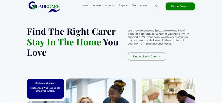Glade Care website built by WebwiseAI