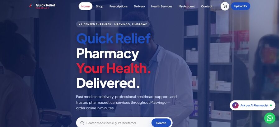 Quick Relief website built by WebwiseAI