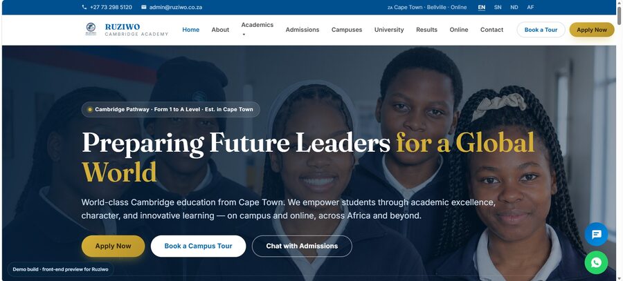 Ruziwo website built by WebwiseAI