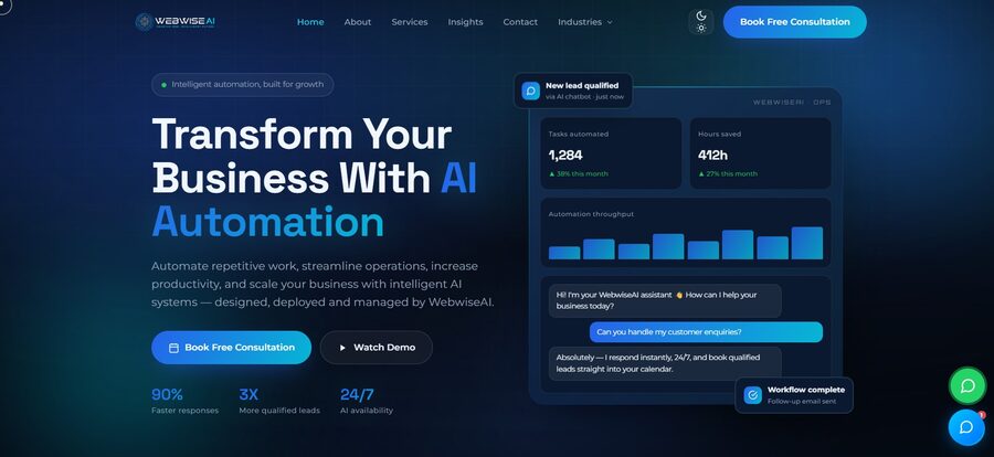 WebwiseAI website built by WebwiseAI