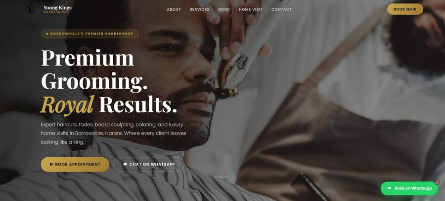 Young Kings Barber website built by WebwiseAI